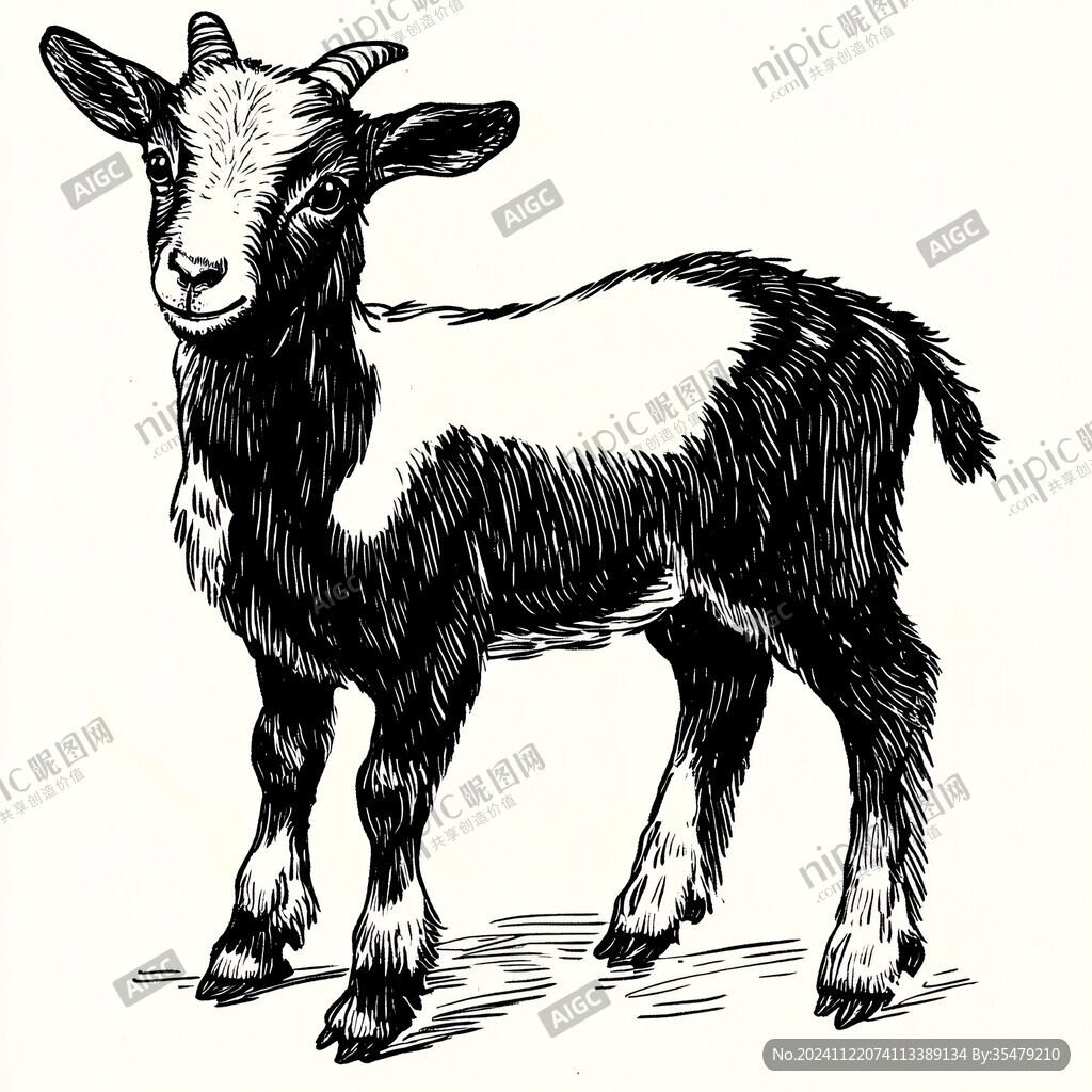 手绘山羊