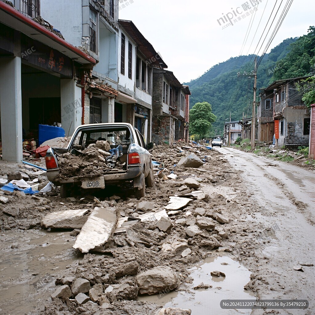 泥石流损毁道路