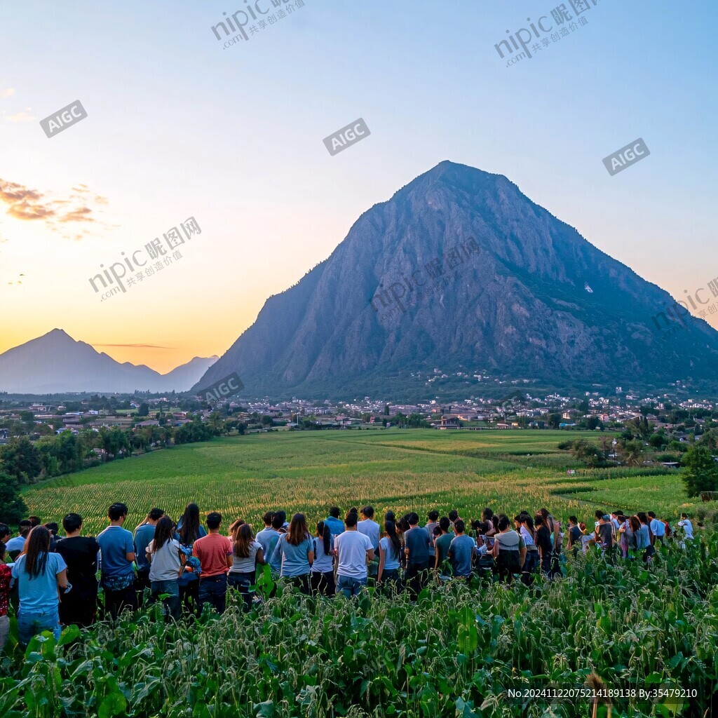 火山晚霞远眺