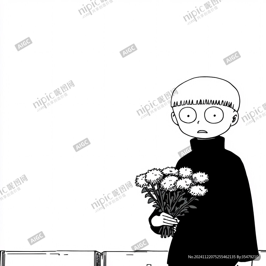 捧着花的男生