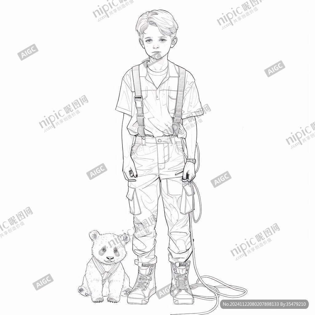 小男孩线稿