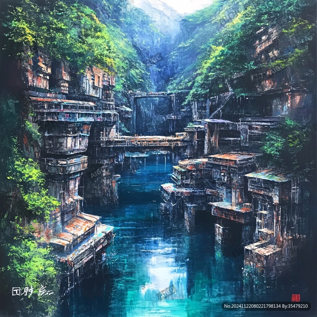 爨底下风情油画