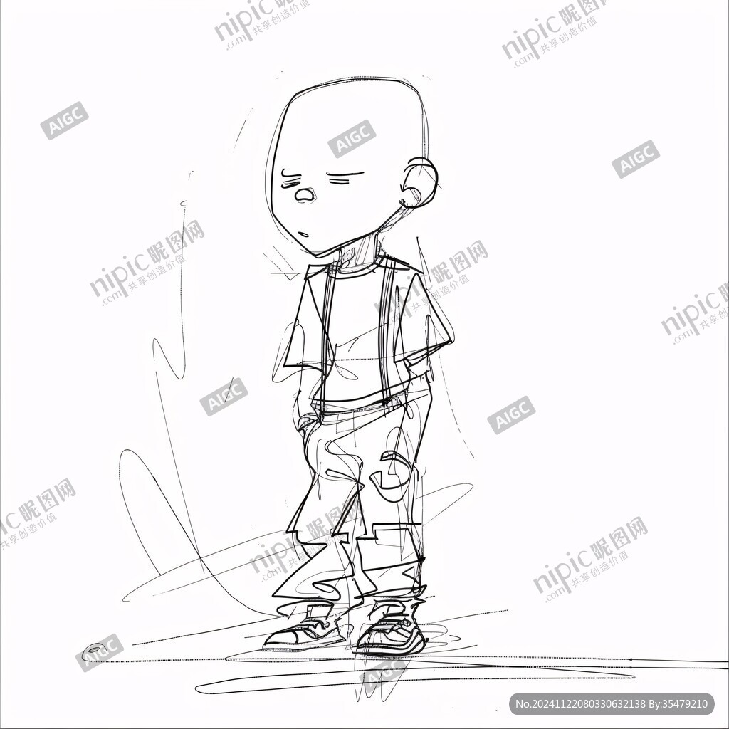小男孩线稿