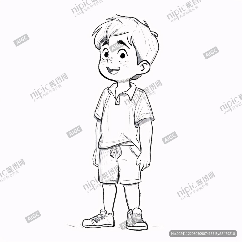 小男孩线稿