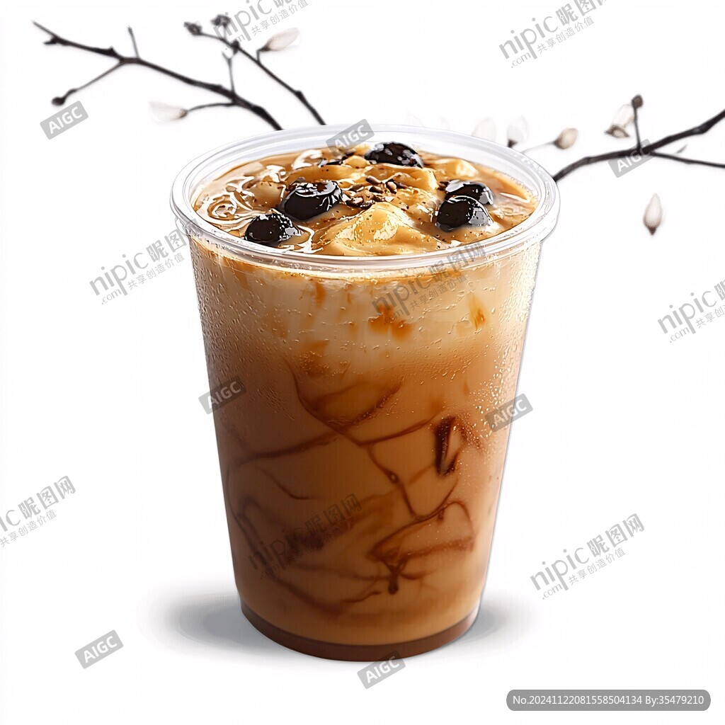 手绘黑糖珍珠奶茶
