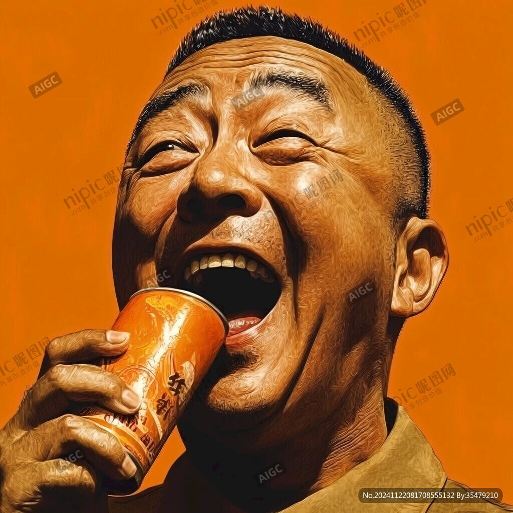 喝奶茶的男人
