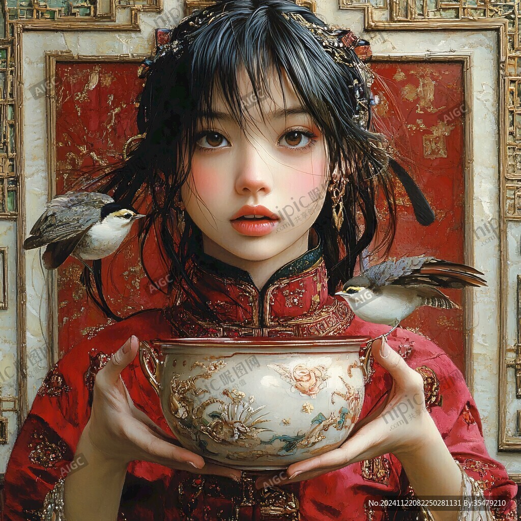 少女与仙鹤