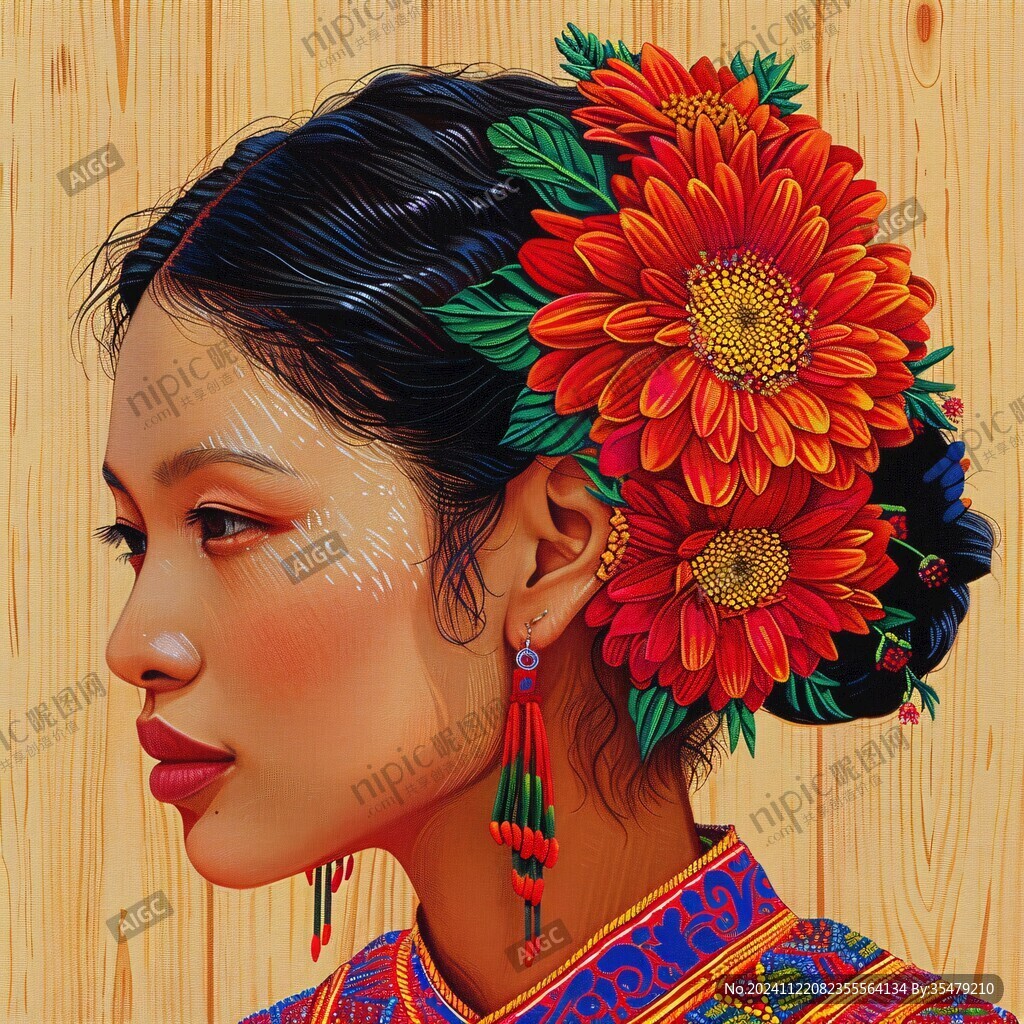 彝族美女插画