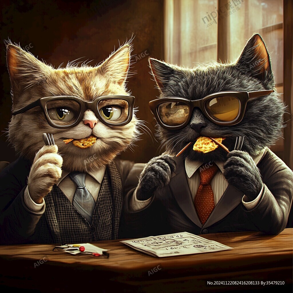 搞怪猫咪插画