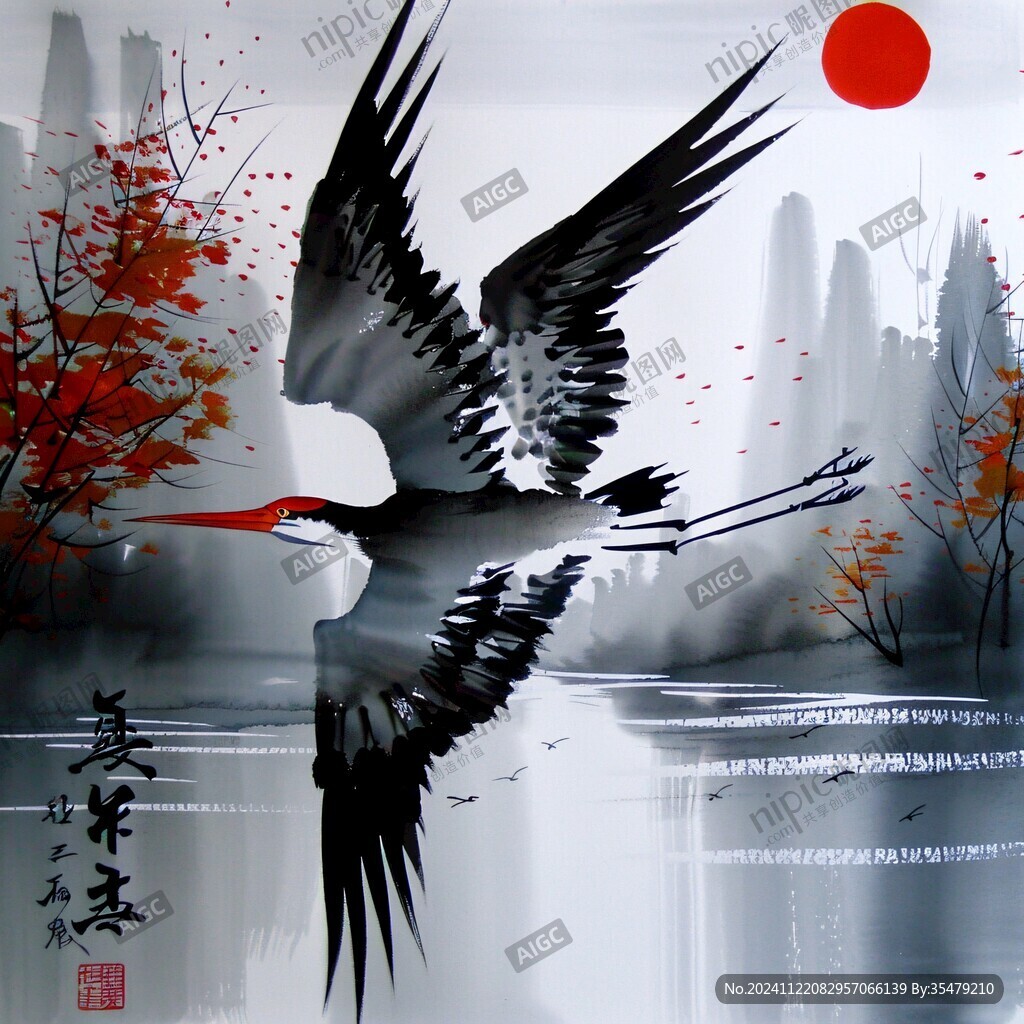 飞鸟水晶画