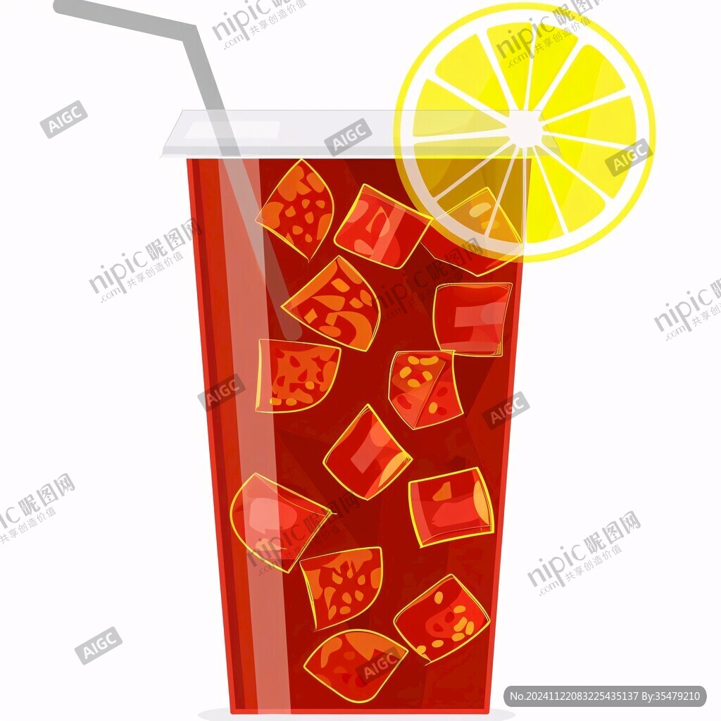手绘果汁柠檬水饮料