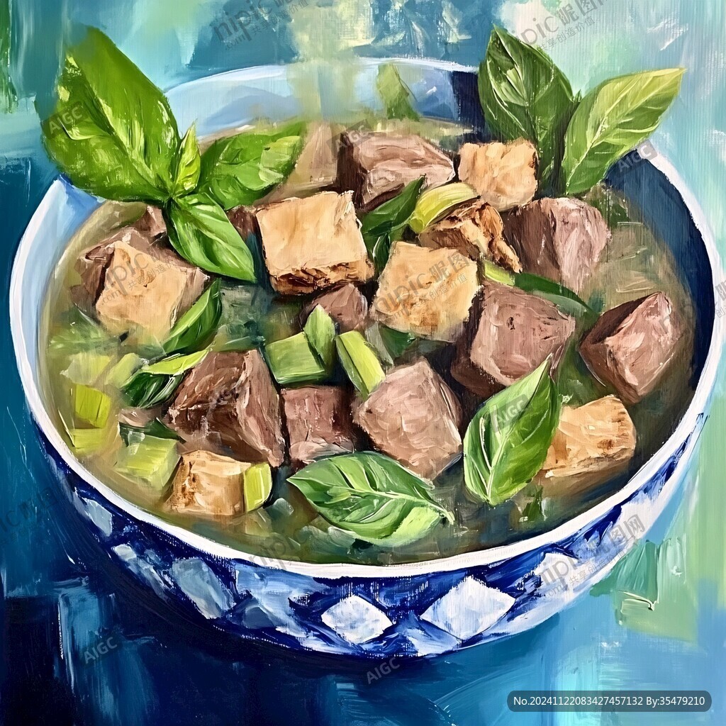 粉汤羊血插画