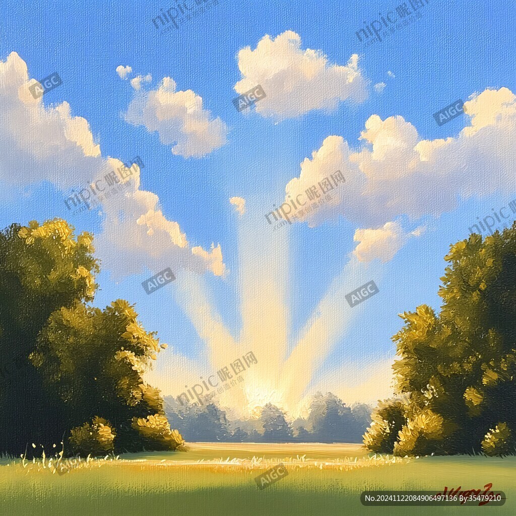 阳光晴朗风景插画