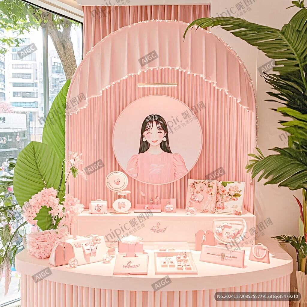 少女风粉色迎宾区
