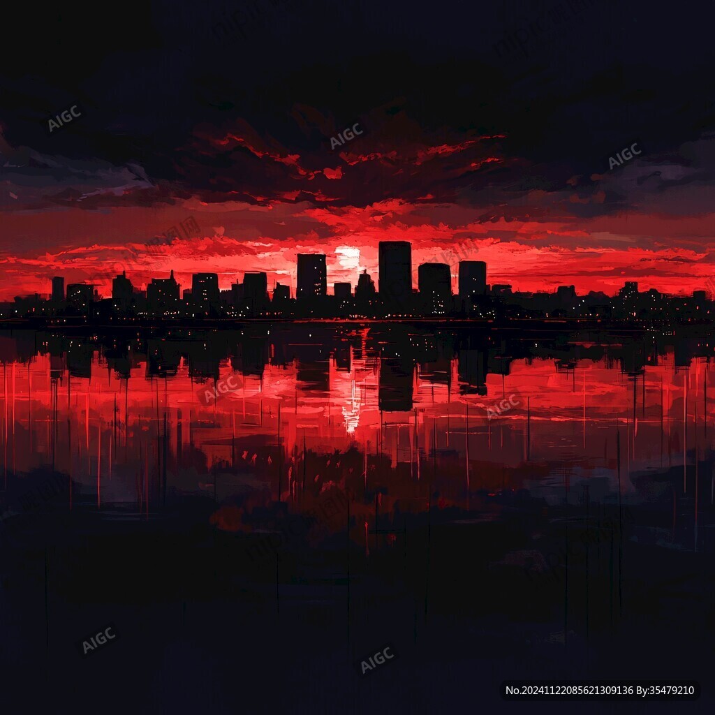 插画城市夕阳