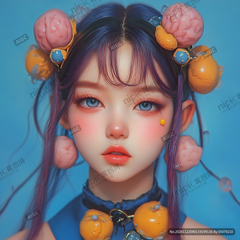 AI创作图原创厚涂 厚涂头像 日韩厚涂 poly风格 写实人物插画 板绘人像 板绘少女 cg插画 cg绘画作品 厚涂手绘 cg绘画 美少女重绘 ...