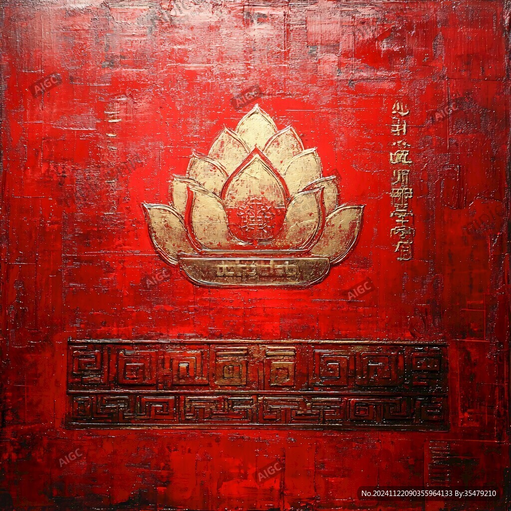 金色莲纹牌匾