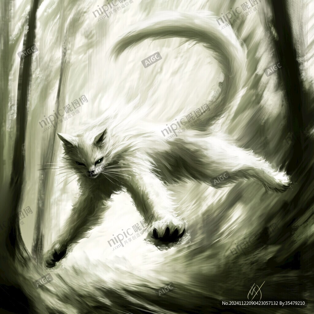 九尾白狐插画