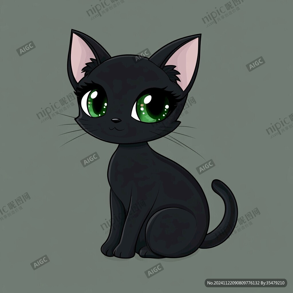 卡通小黑猫
