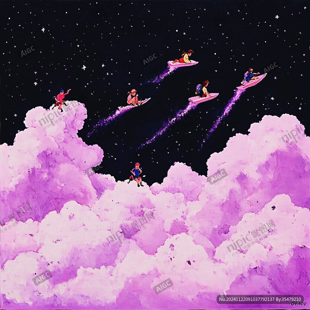 手绘紫色梦幻场景