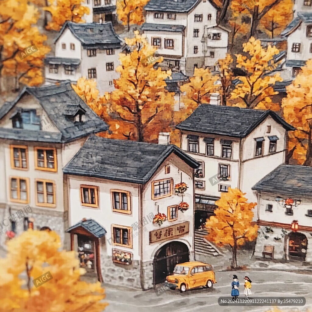 欧洲小镇微距场景