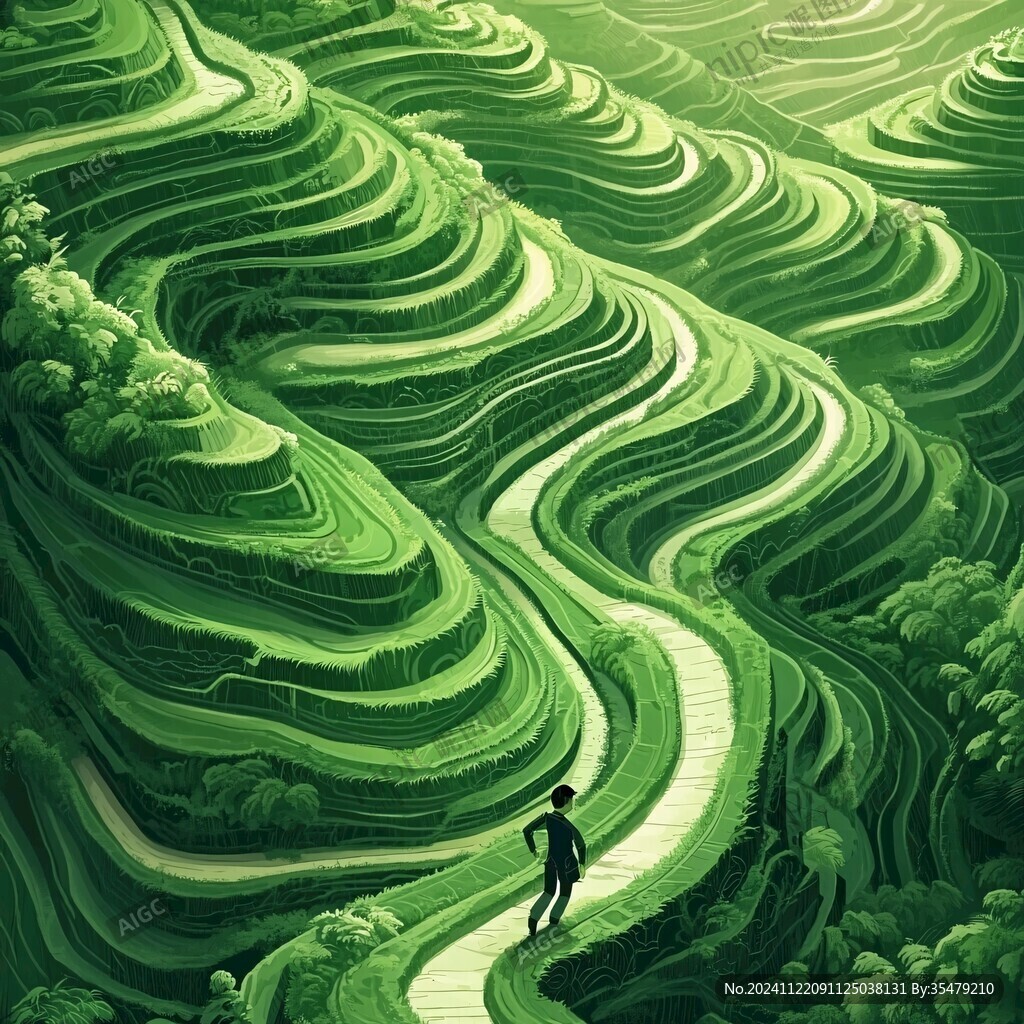 绿色梯田农户