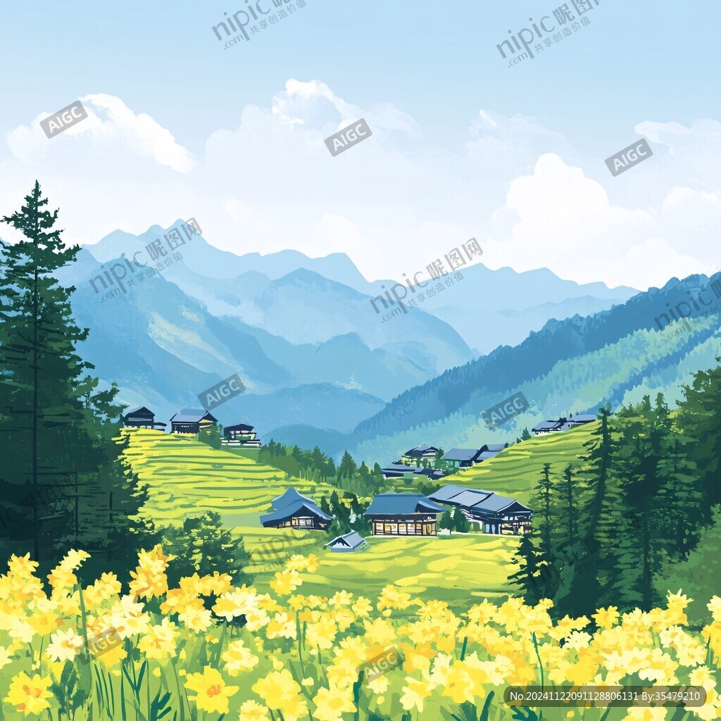 山村插画