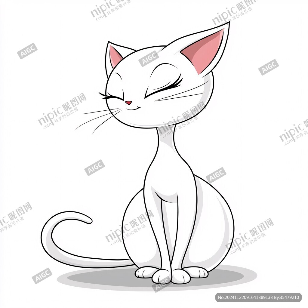 卡通白猫插画