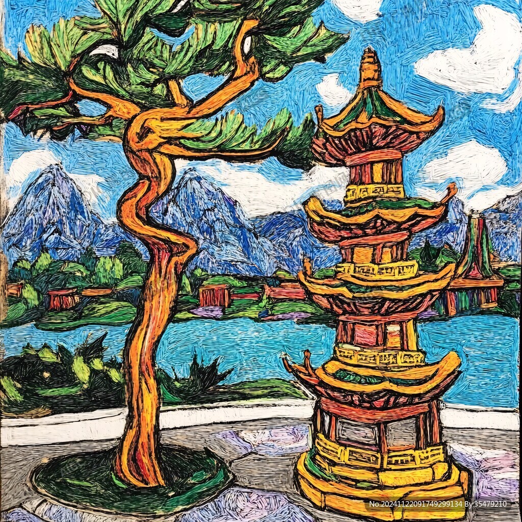桃花岛塔装饰画艺术