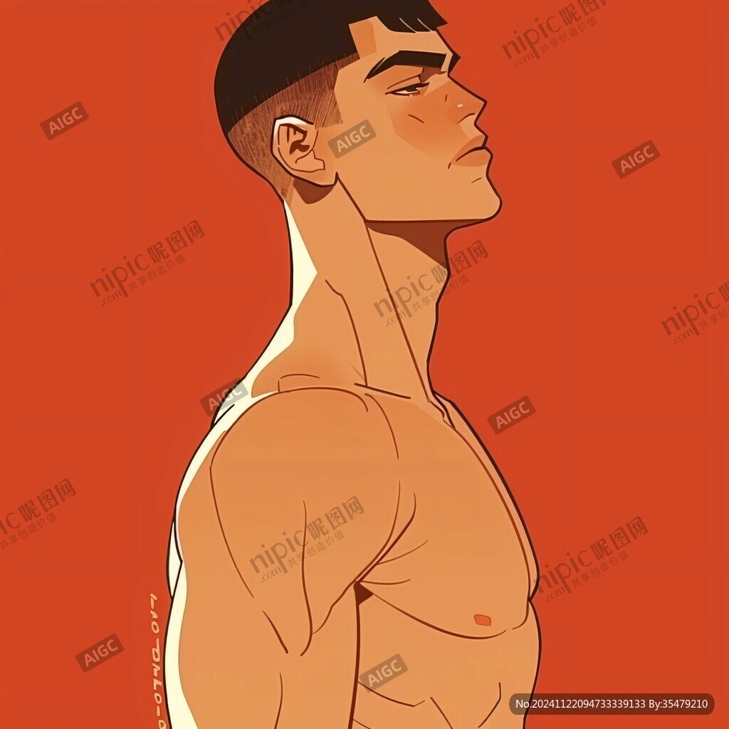 平头男孩插画