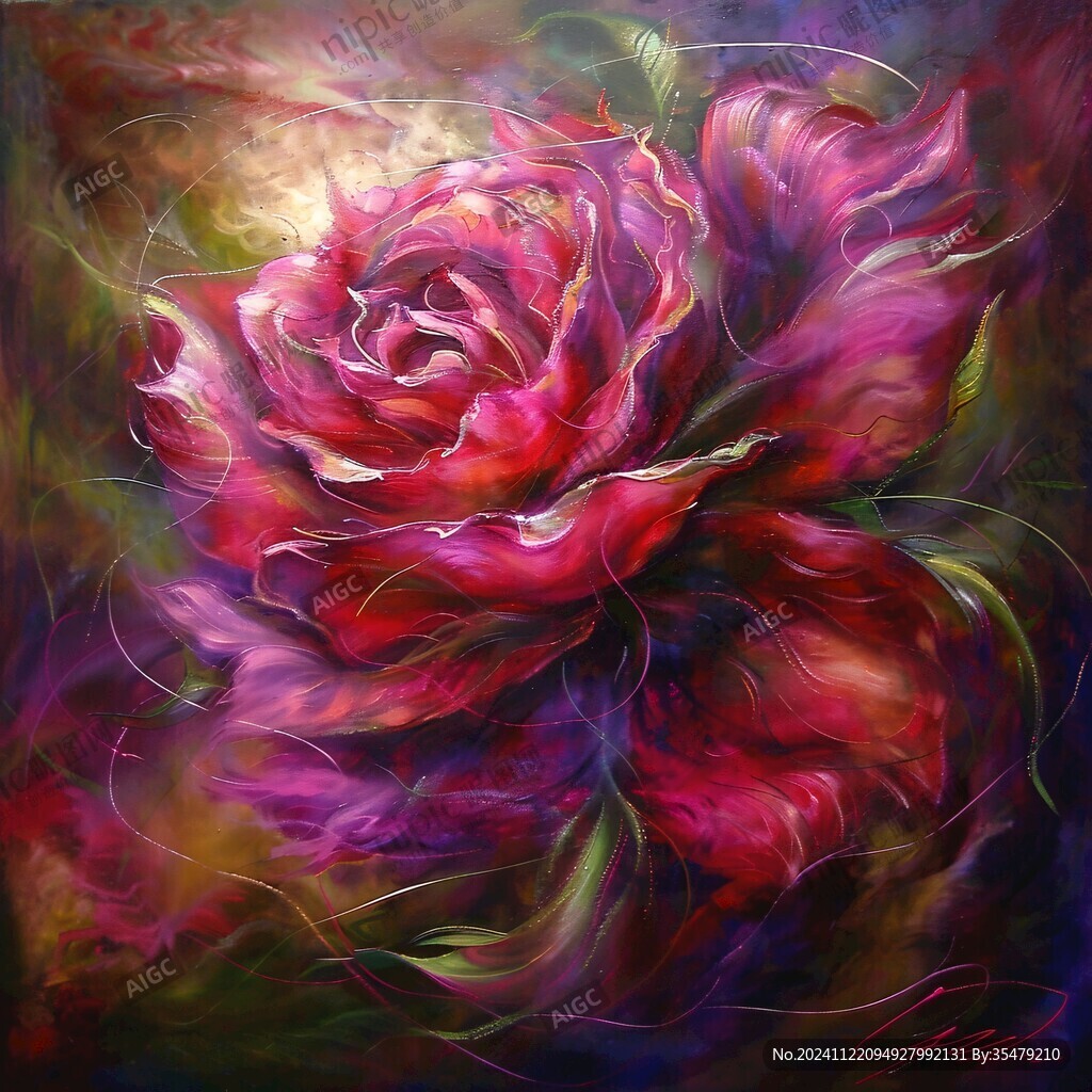 现代玫瑰花油画