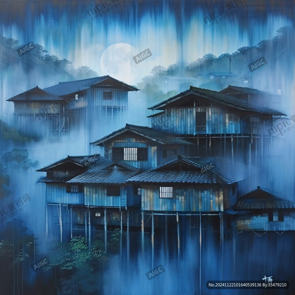 融水县风光插画