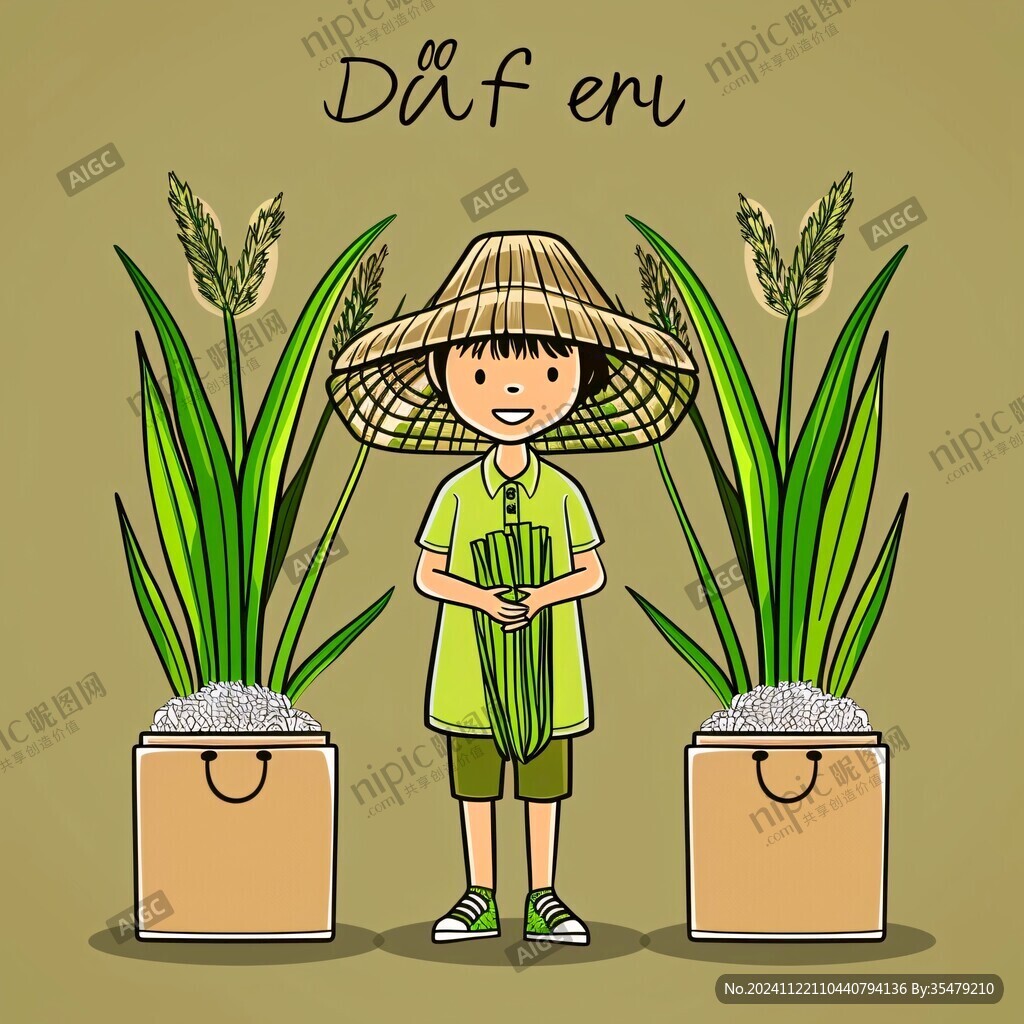 农民抱水稻插图