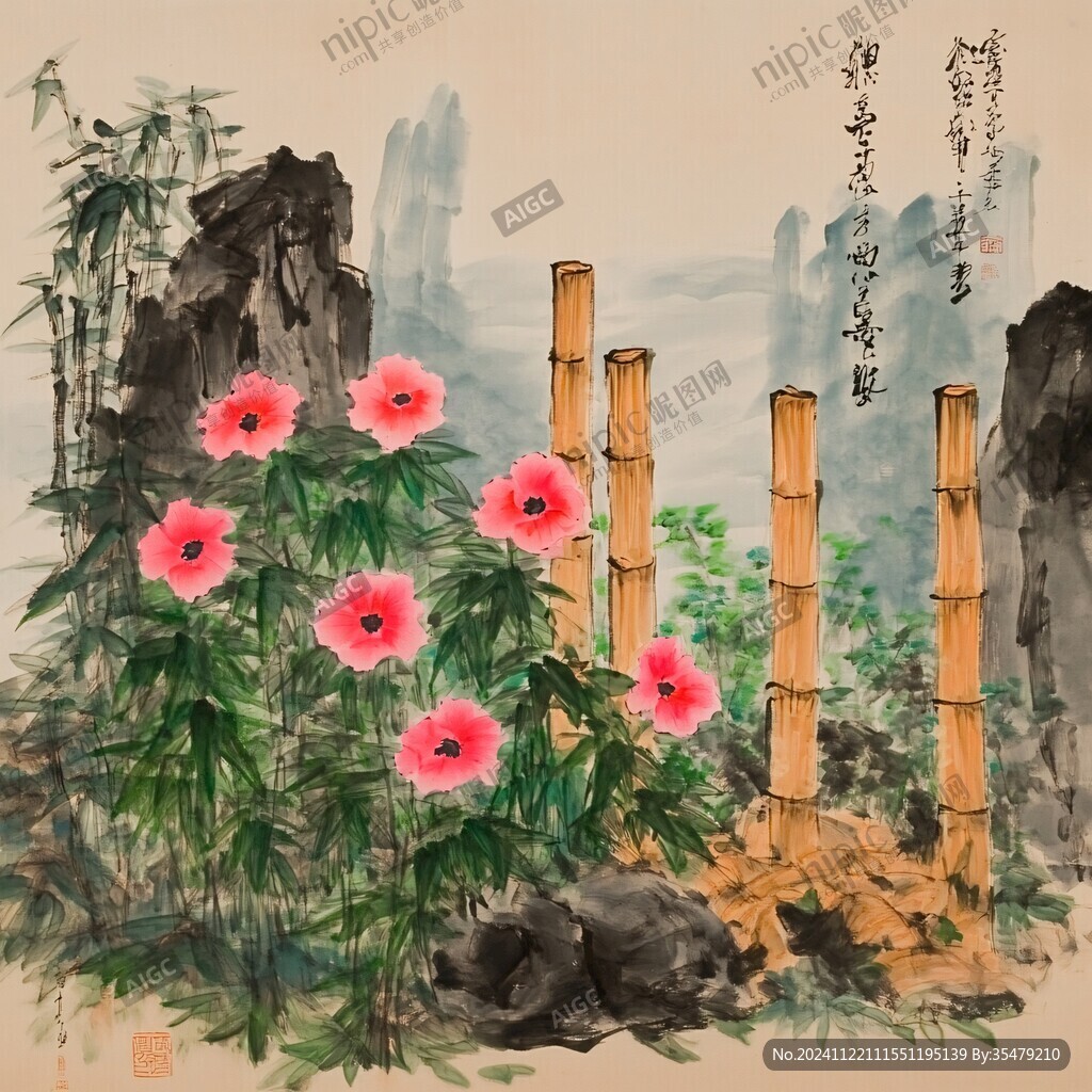竹报平安富贵