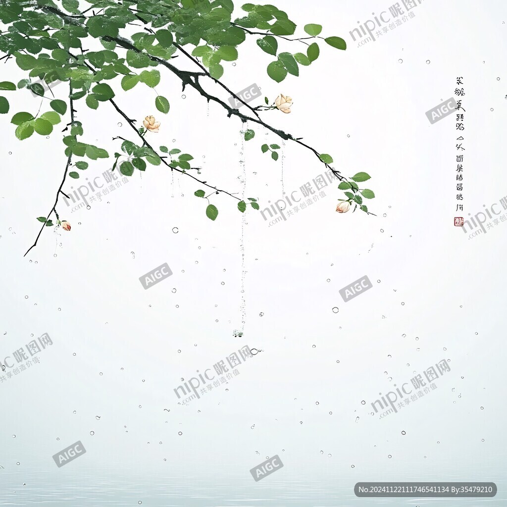 古风青梅插画