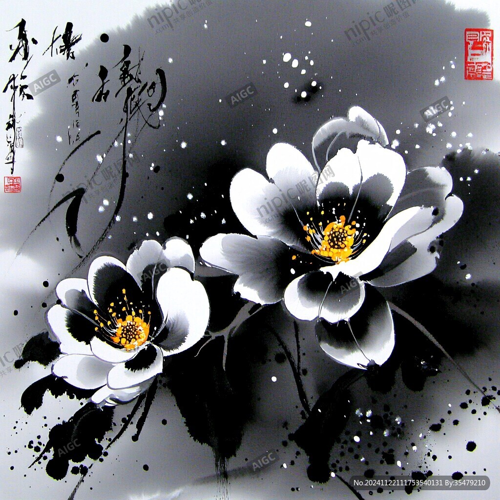 黑白墨韵装饰画