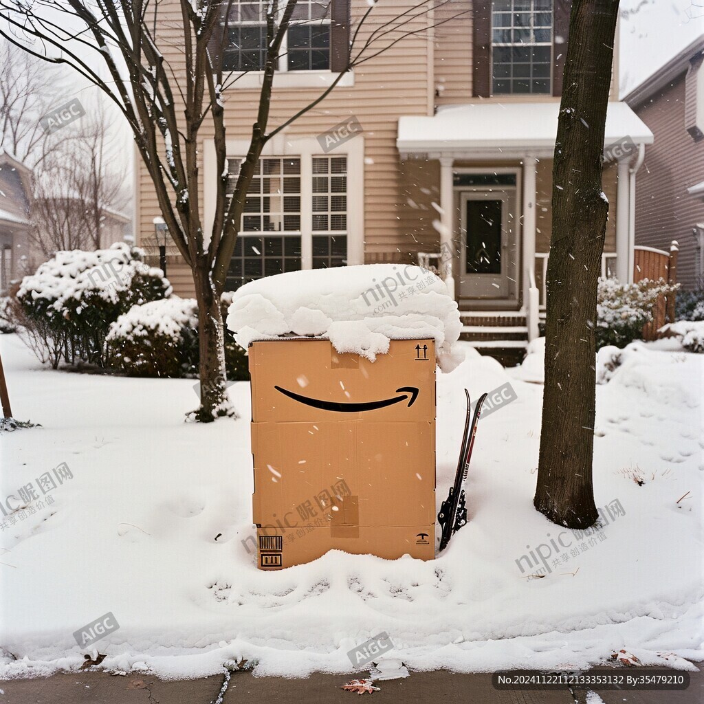 积雪的垃圾桶