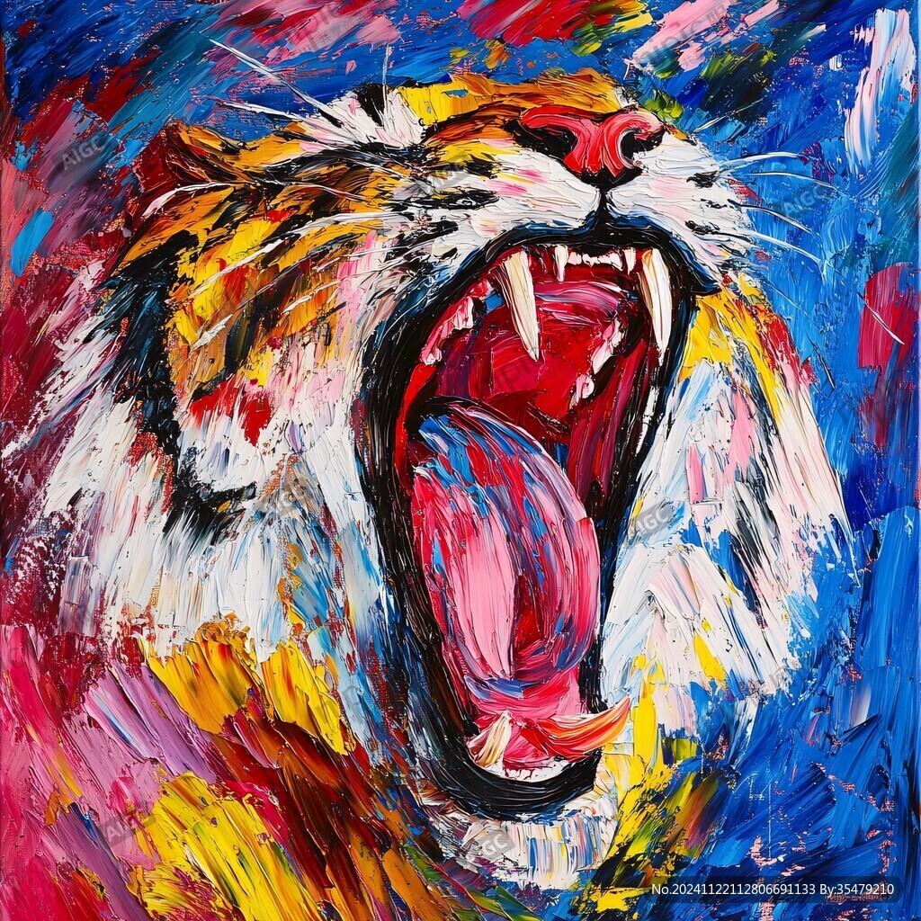 彩绘极地狼流行抽象画