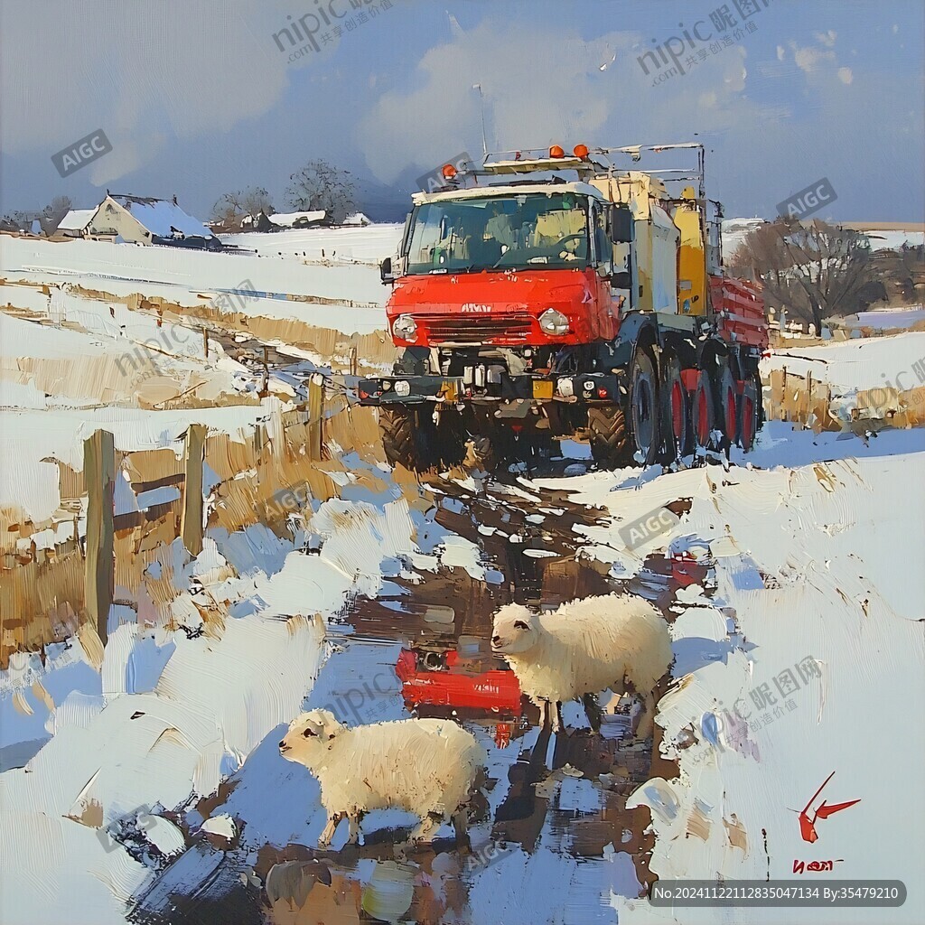 雪地画放牧