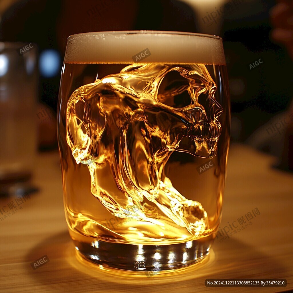 骷髅头玻璃杯