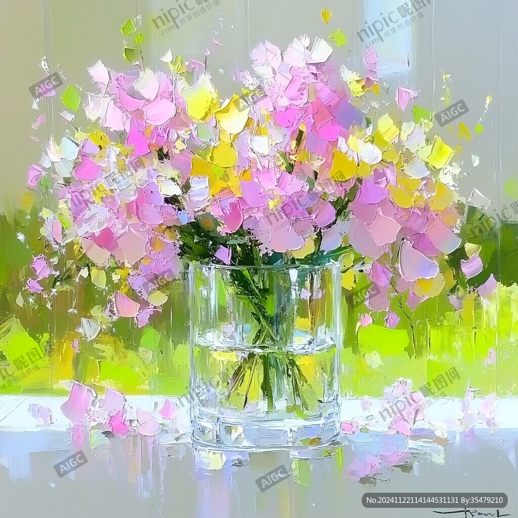 花瓶装饰花艺油画