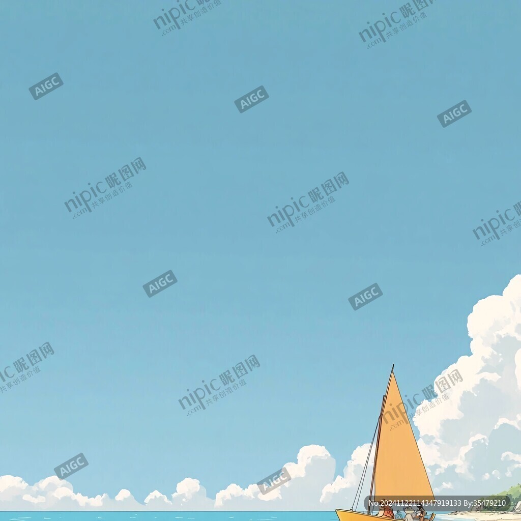 插画蓝天大海