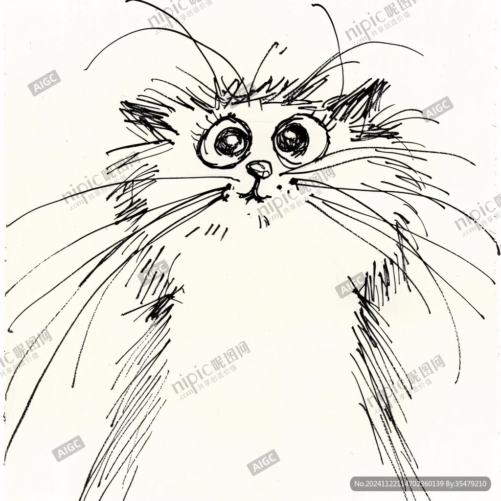 卡通长毛猫插画