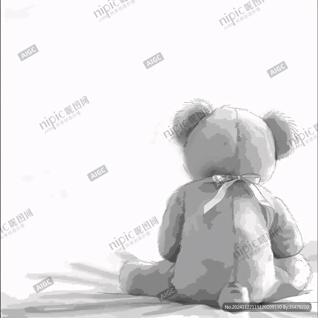 孤独伤心的小熊玩偶