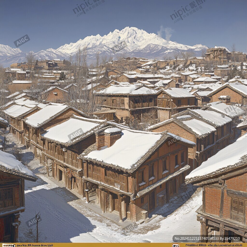 古镇与雪山