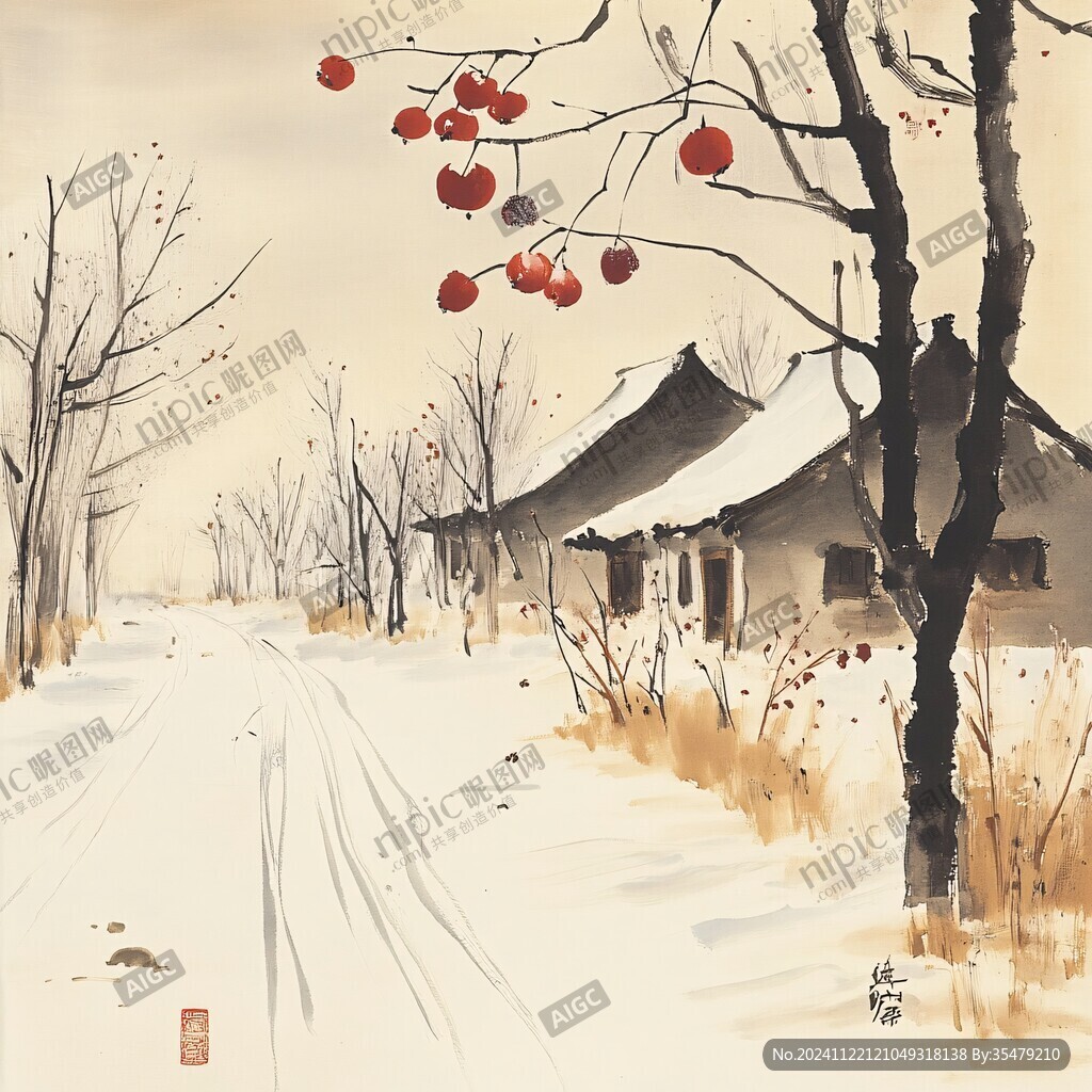 写意小雪插画