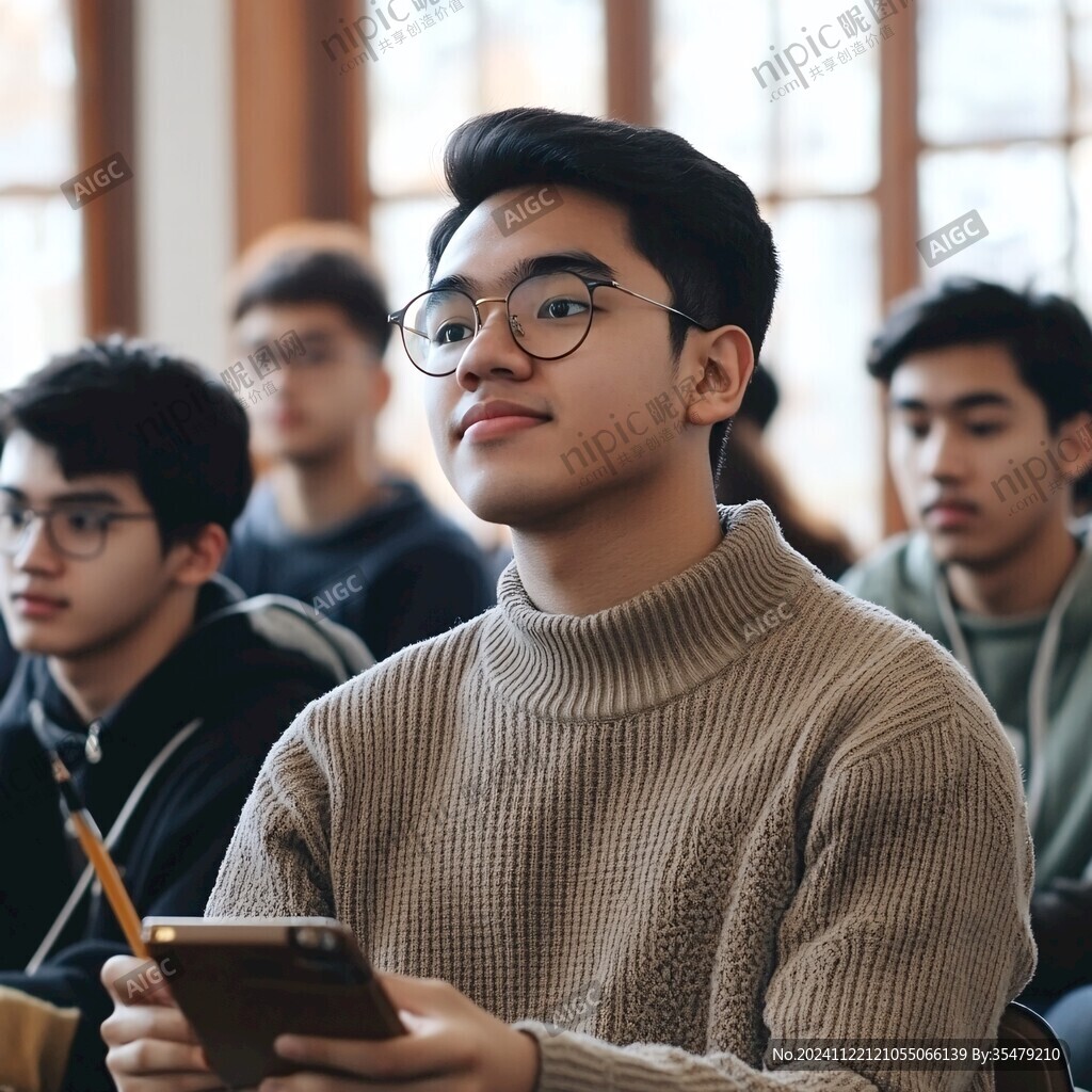 专心听讲的学生
