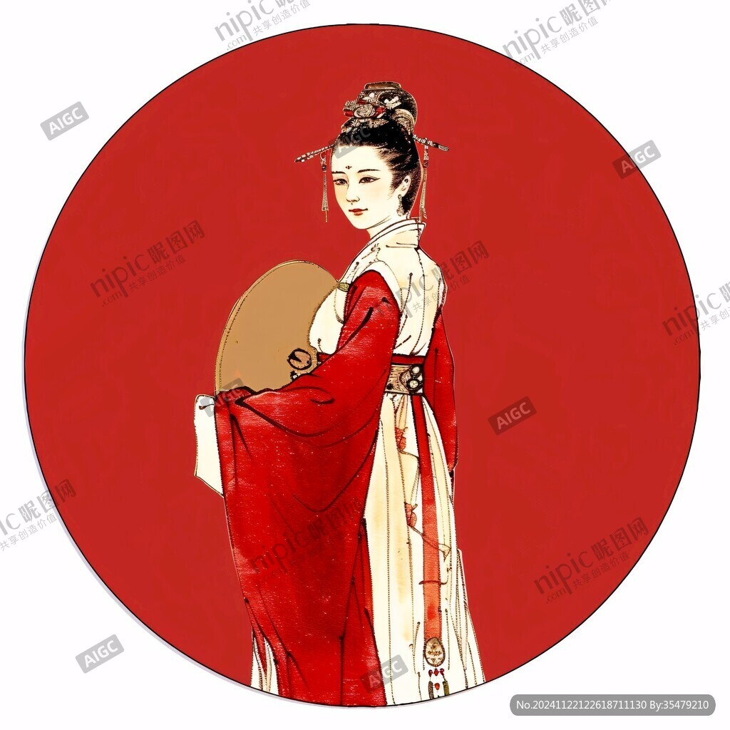 红衣少女设计古风