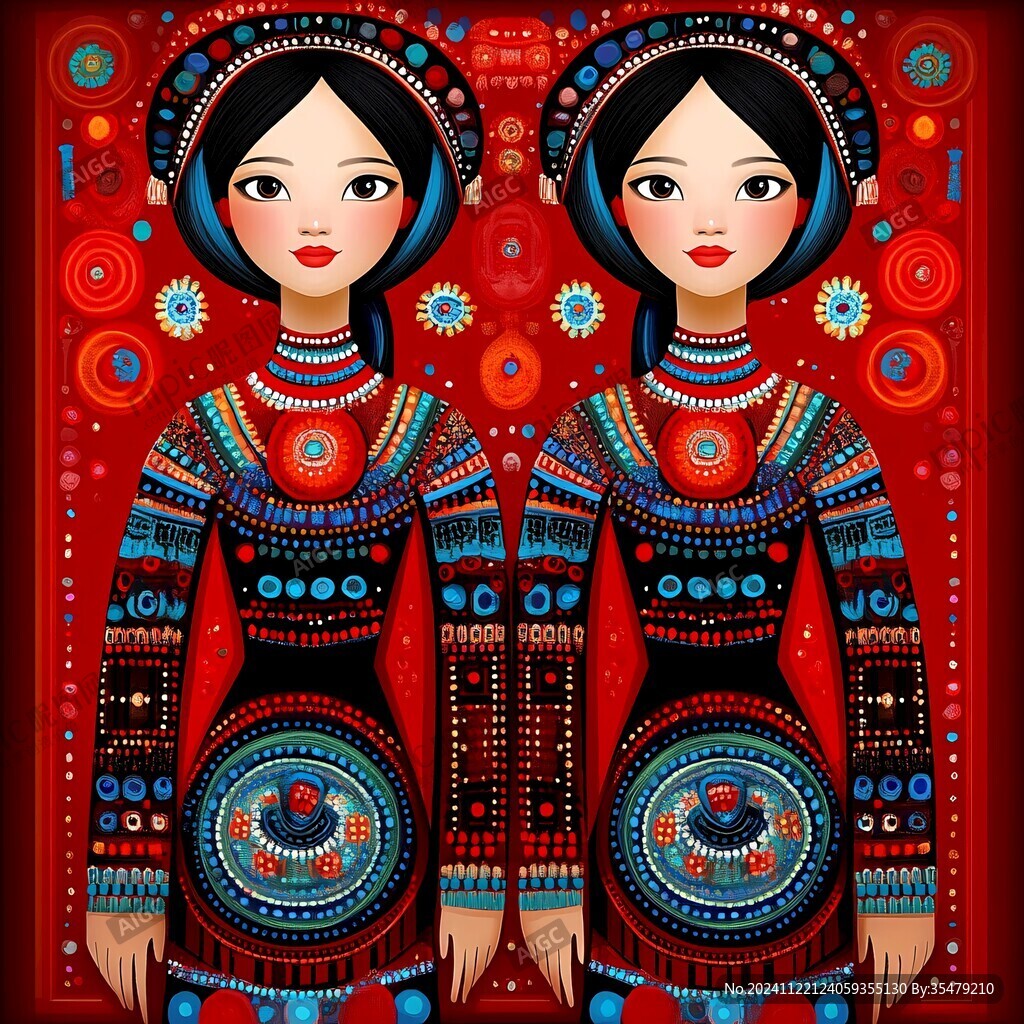 瑶族美女插画