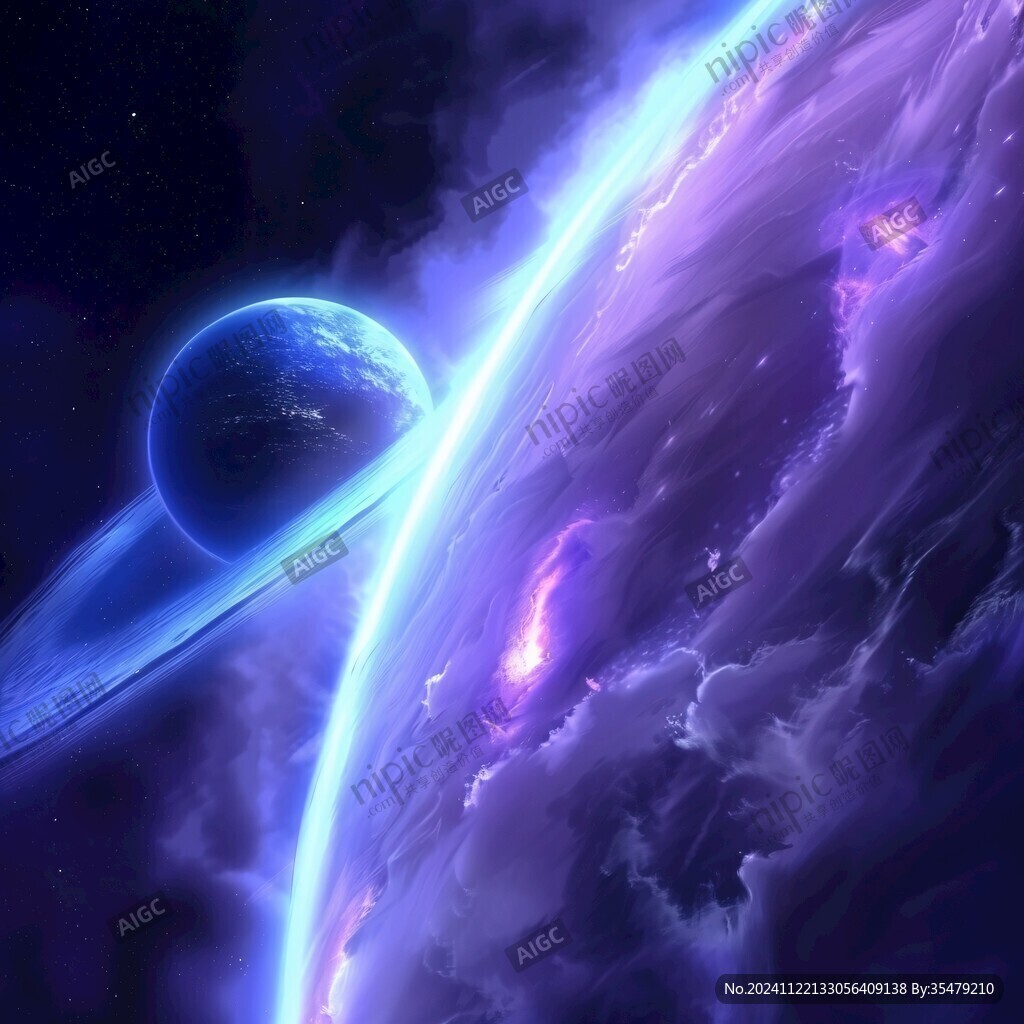 梦幻蓝紫色星球背景